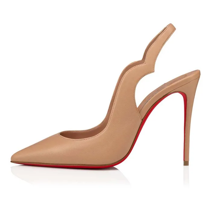 Women Hot Chick Sling 100 Mm Pumps 8211 Nappa Leather 8211 Nude 2 Nude Christian Louboutin Pumps