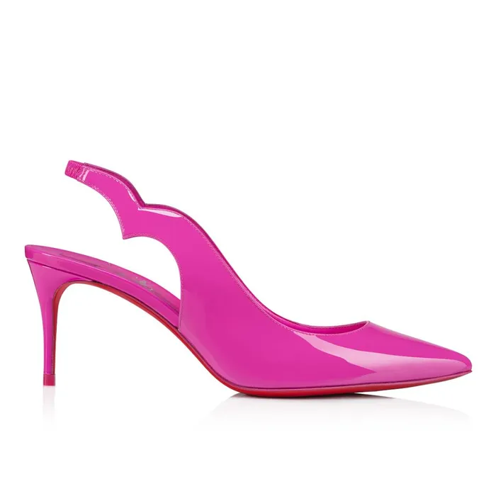 Women Hot Chick Sling 70 Mm Pumps 8211 Patent Leather 8211 Bolerose Pink Christian Louboutin Pumps