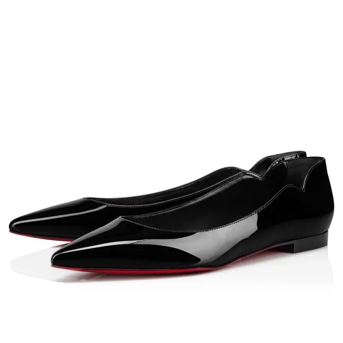 Women Hot Chickita Ballerinas 8211 Patent Calf Leather 8211 Black Black Christian Louboutin Flats Women Hot Chickita Ballerinas 8211 Patent Calf Leather 8211 Black Black Christian Louboutin Flats