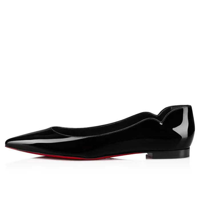 Women Hot Chickita Ballerinas 8211 Patent Calf Leather 8211 Black Black Christian Louboutin Flats