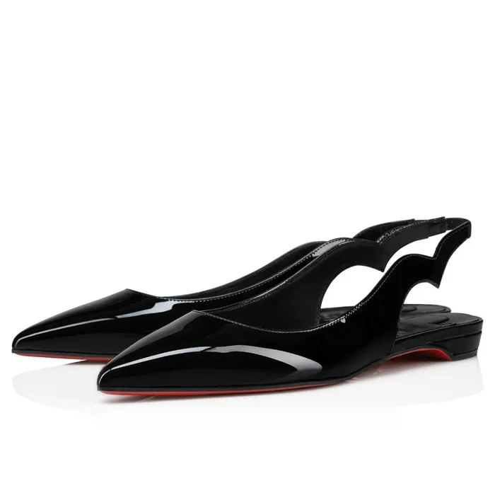 Women Hot Chickita Sling Ballerinas 8211 Patent Leather 8211 Black Black Christian Louboutin Flats Women Hot Chickita Sling Ballerinas 8211 Patent Leather 8211 Black Black Christian Louboutin Flats