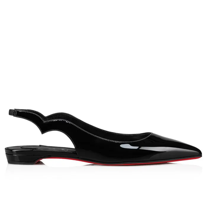 Women Hot Chickita Sling Ballerinas 8211 Patent Leather 8211 Black Black Christian Louboutin Flats