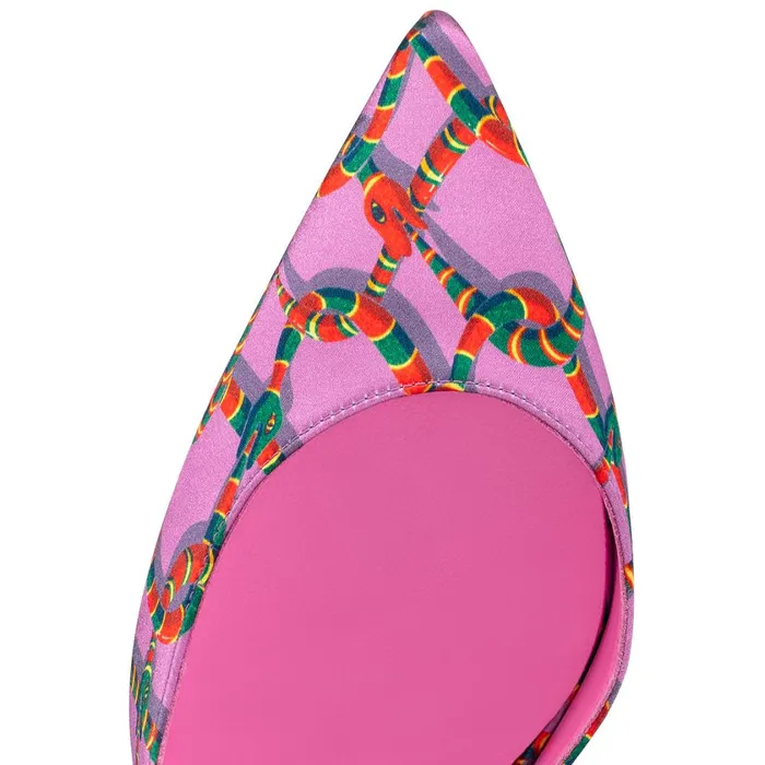 Women Iriza 100 Mm Pumps 8211 Crepe Satin Naja Chain Print 8211 Gummy Pink Christian Louboutin Pumps