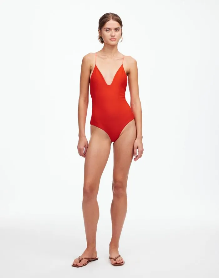 Women Jade Swim Micro All In One Piece Swimsuit Persimmon Madewell Swim