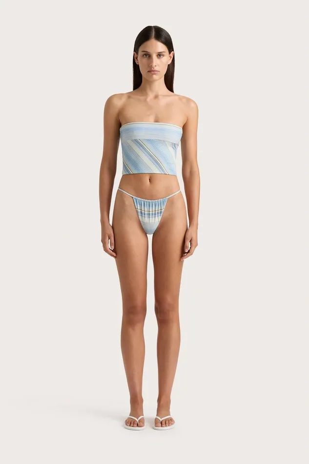 Women Jean Swim Top Futura Stripe Sky Blue Faithfull The Brand Swim