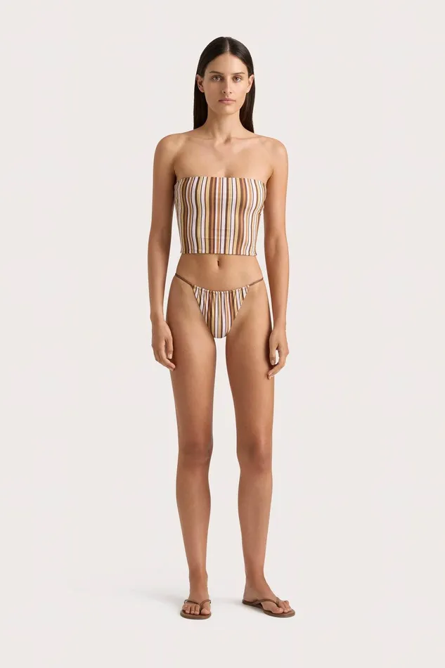 Women Jean Swim Top Terracotta Stripe Faithfull The Brand Swim
