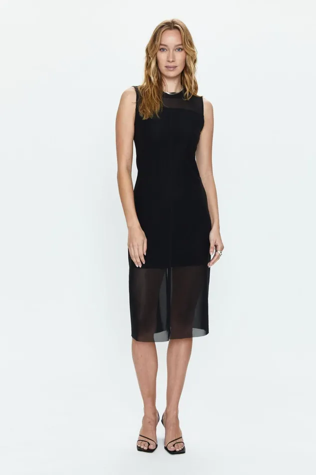 Women June Sleeveless Midi Dress 8211 Noir Pistola Denim Dresses