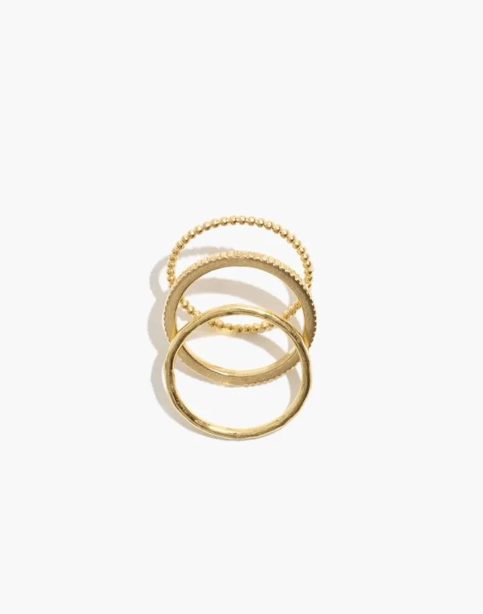 Women Katie Dean Jewelry GoldPlated Minimal Ring Set Gold Madewell Jewelry