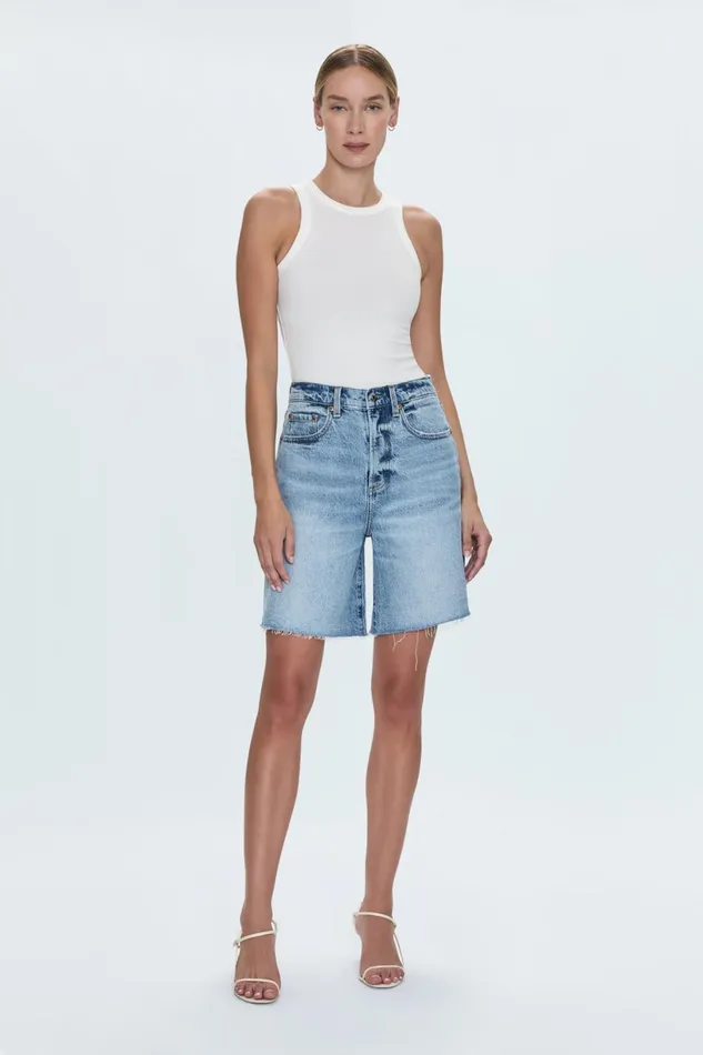 Women Kaylee High Rise Pinched Loose Straight 8211 Boulder Pistola Denim Shorts