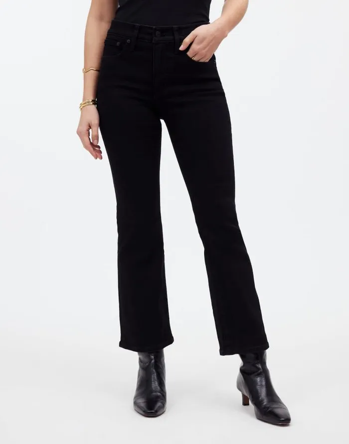 Women Kick Out Crop Jeans Black Rinse Wash Madewell Jeans