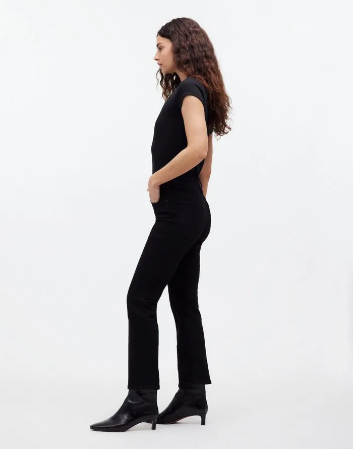Women Kick Out Crop Jeans Black Rinse Wash Madewell Jeans