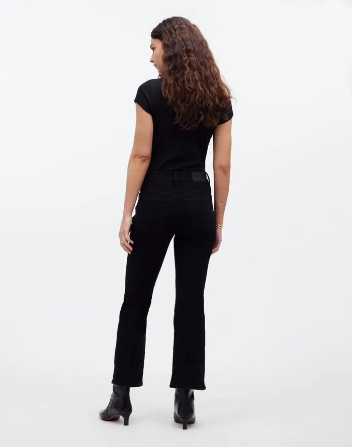 Women Kick Out Crop Jeans Black Rinse Wash Madewell Jeans