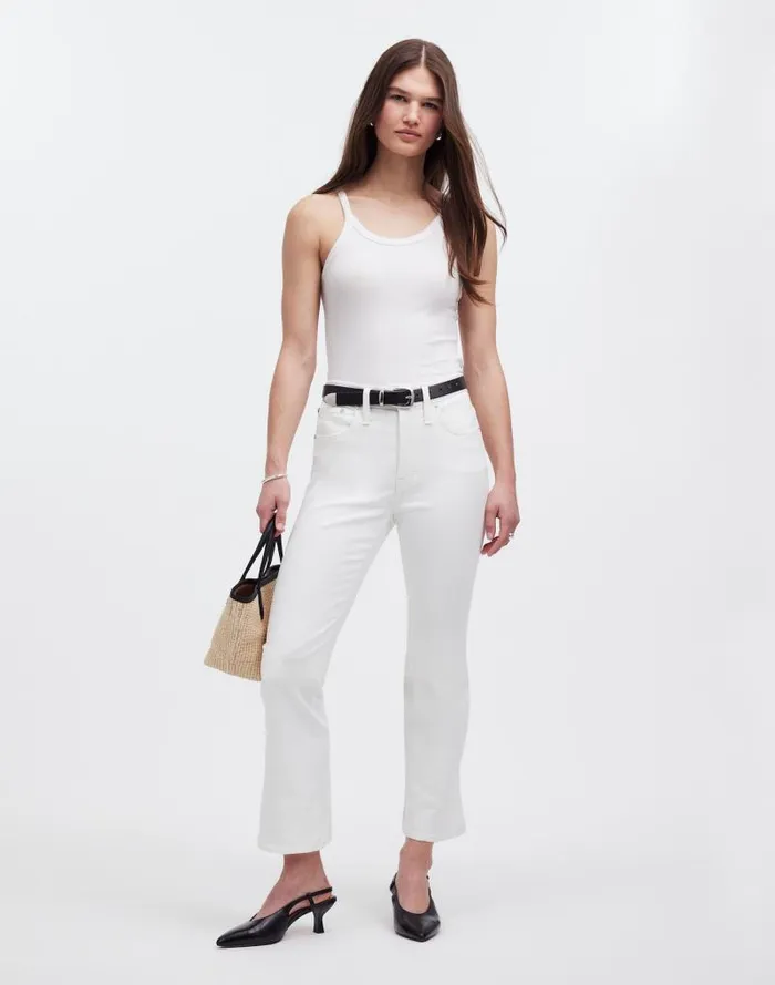 Women Kick Out Crop Jeans Pure White Madewell Jeans