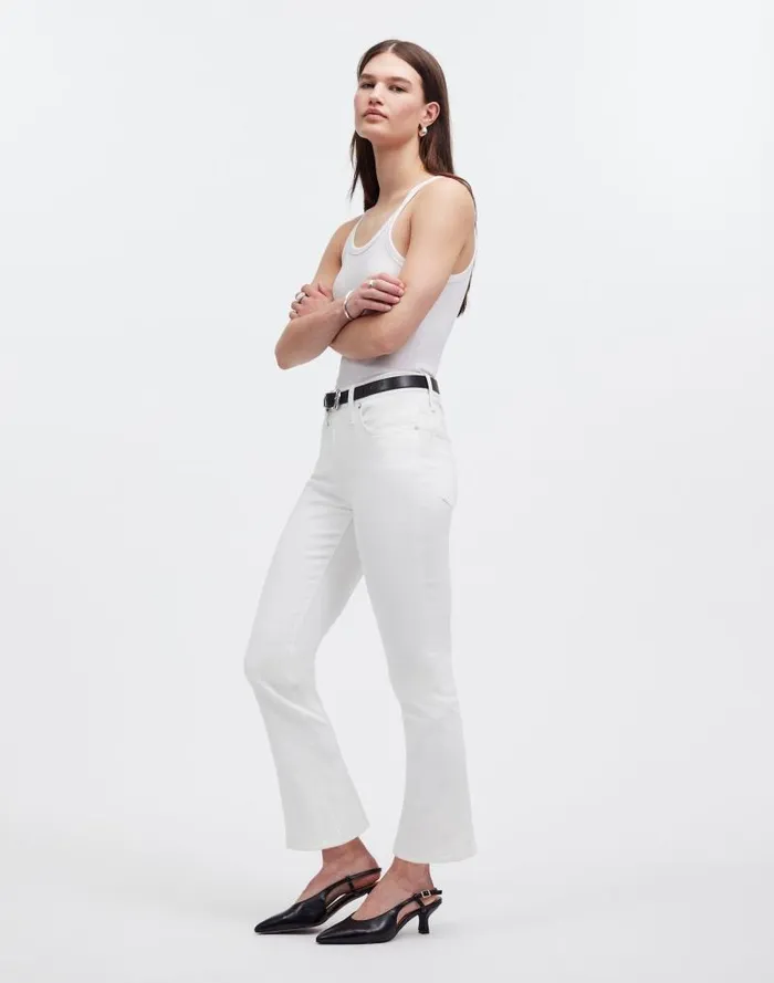 Women Kick Out Crop Jeans Pure White Madewell Jeans
