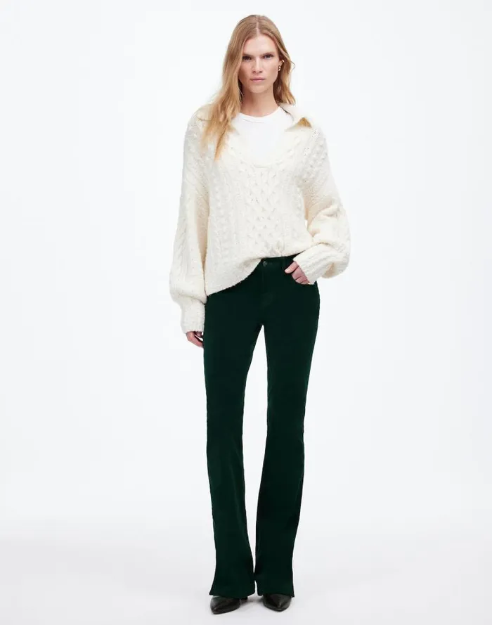 Women Kick Out FullLength Pants In Garment Dye Corduroy Luxury Forest Madewell Pants