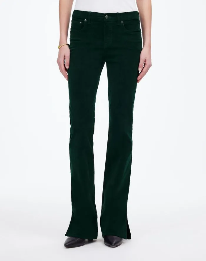 Women Kick Out FullLength Pants In Garment Dye Corduroy Luxury Forest Madewell Pants