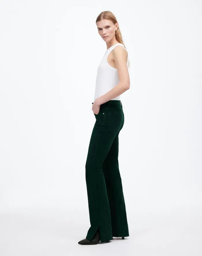 Women Kick Out FullLength Pants In Garment Dye Corduroy Luxury Forest Madewell Pants