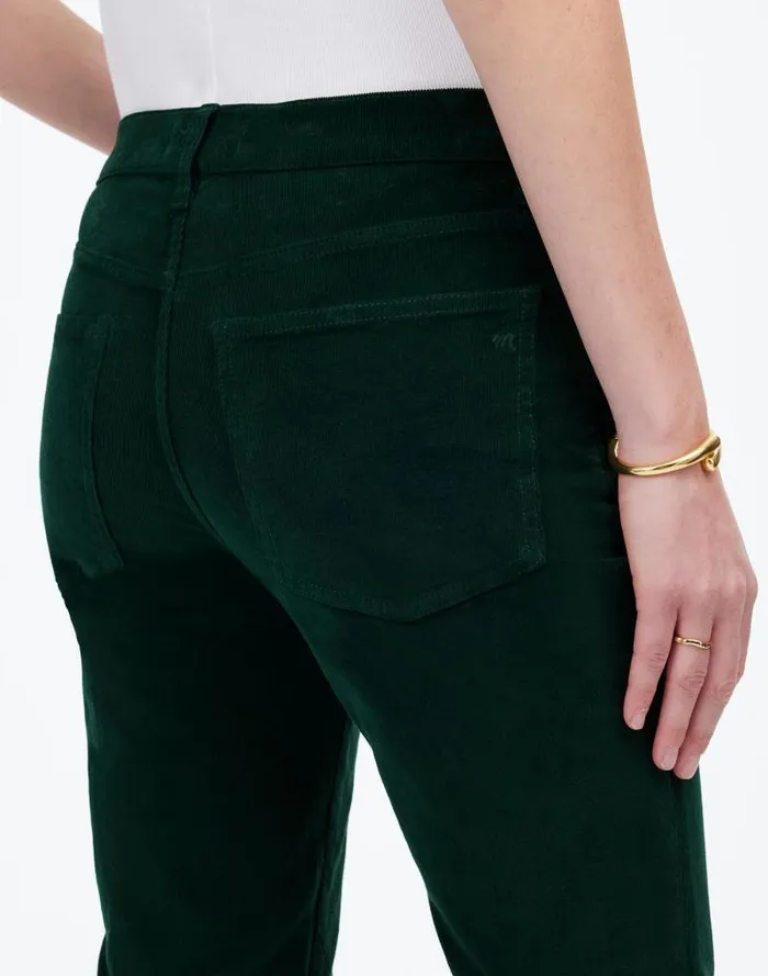 Women Kick Out FullLength Pants In Garment Dye Corduroy Luxury Forest Madewell Pants