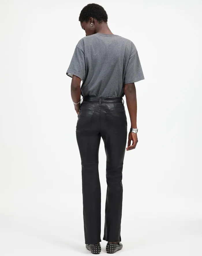 Women Kick Out FullLength Pants In Leather True Black Madewell Pants