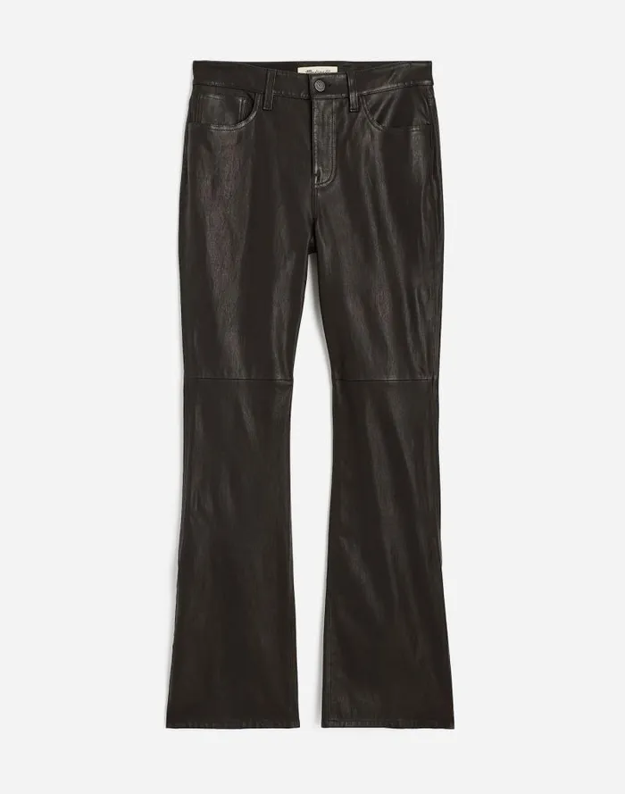 Women Kick Out FullLength Pants In Leather True Black Madewell Pants