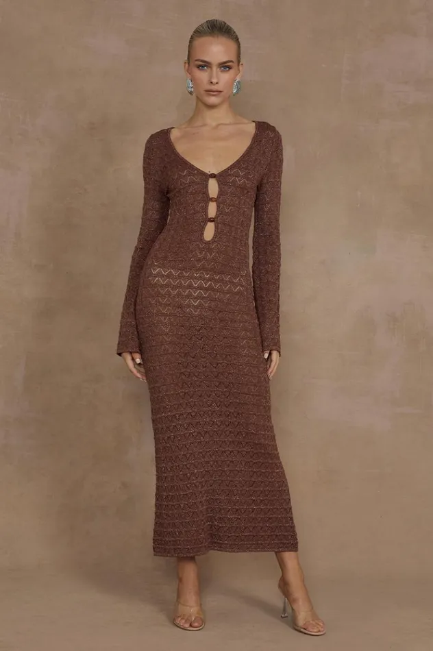 Women Knit Dresses Runaway The Label NYA MIDI DRESS Espresso