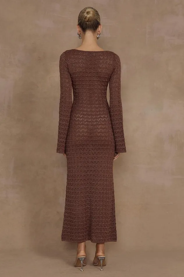Women Knit Dresses Runaway The Label NYA MIDI DRESS Espresso