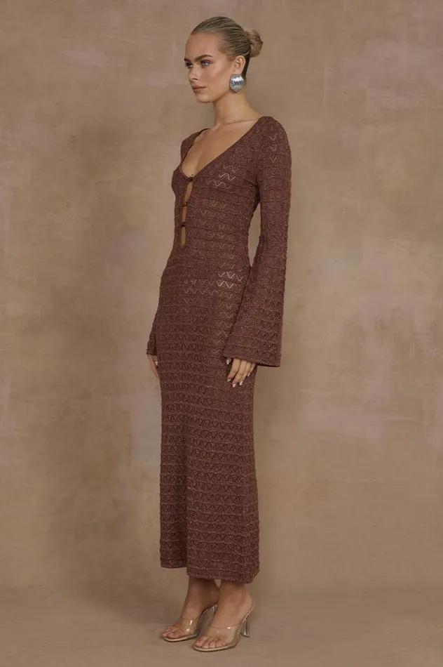 Women Knit Dresses Runaway The Label NYA MIDI DRESS Espresso