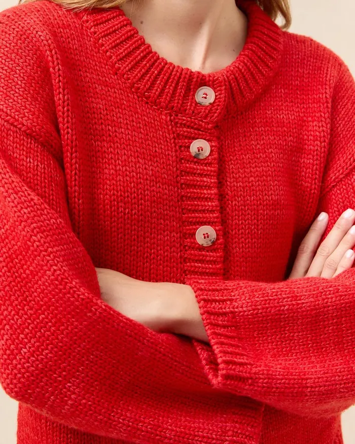 Women Knitwear Loeffler Randall Maddie Red Wool Cardigan Women Knitwear Loeffler Randall Maddie Red Wool Cardigan