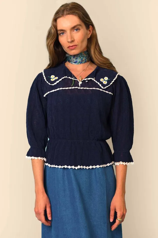 Women Knitwear RIXO Kali Navy Women Knitwear RIXO Kali Navy