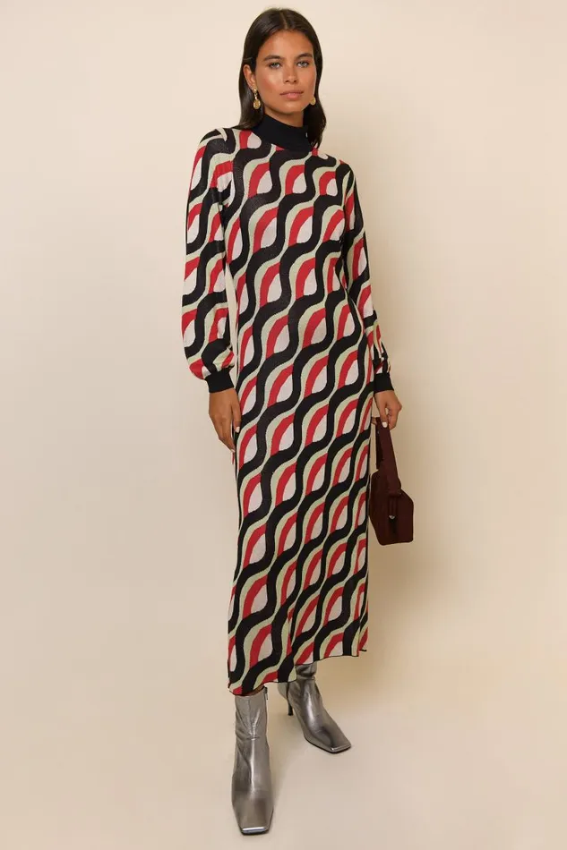 Women Knitwear RIXO Teresa Vintage Wave Jacquard