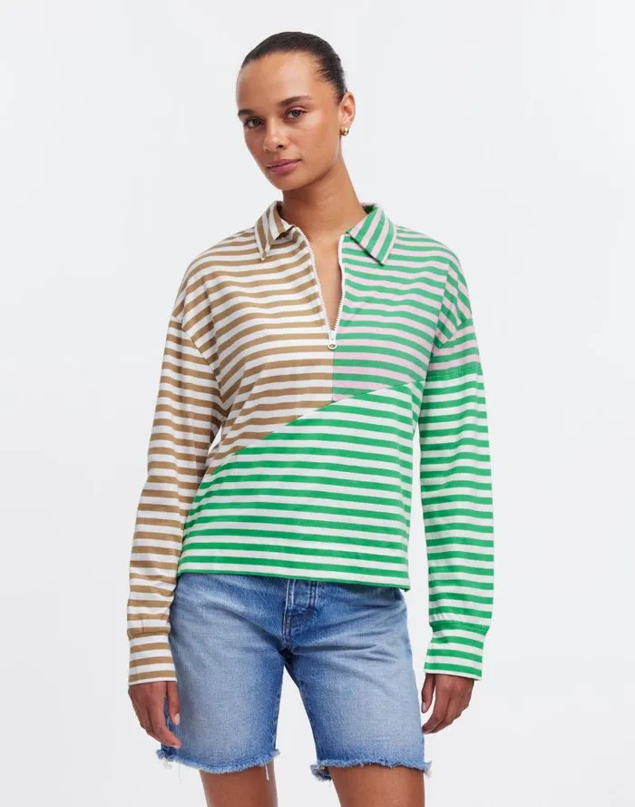 Women KULE The Beck Sweatshirt Green Beige Blush Madewell Tees