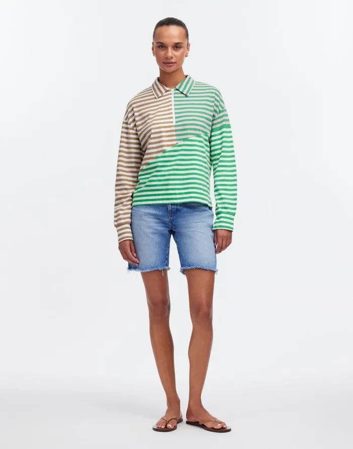 Women KULE The Beck Sweatshirt Green Beige Blush Madewell Tees