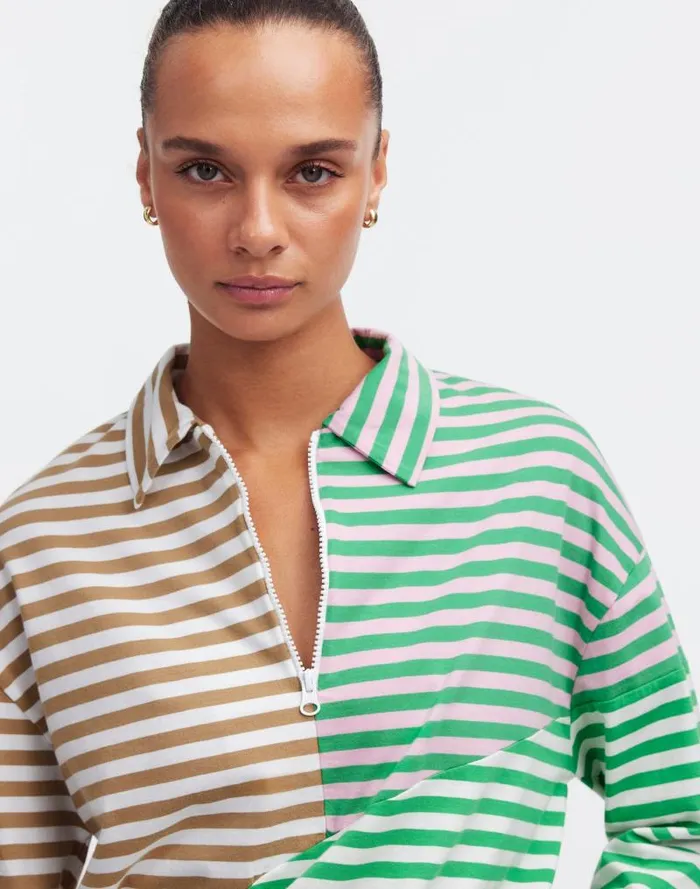 Women KULE The Beck Sweatshirt Green Beige Blush Madewell Tees