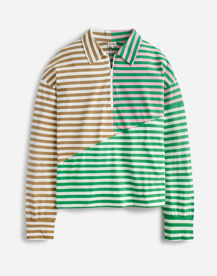 Women KULE The Beck Sweatshirt Green Beige Blush Madewell Tees
