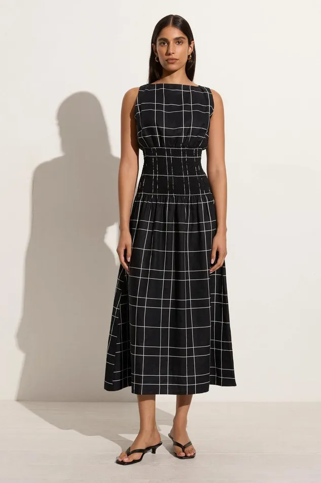 Women La Canella Midi Dress Letizia Check Black 8211 Final Sale Faithfull The Brand Dresses Women La Canella Midi Dress Letizia Check Black 8211 Final Sale Faithfull The Brand Dresses