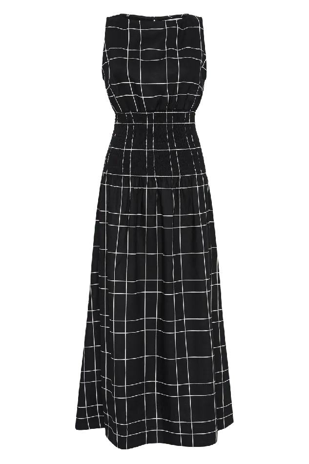 Women La Canella Midi Dress Letizia Check Black 8211 Final Sale Faithfull The Brand Dresses Women La Canella Midi Dress Letizia Check Black 8211 Final Sale Faithfull The Brand Dresses
