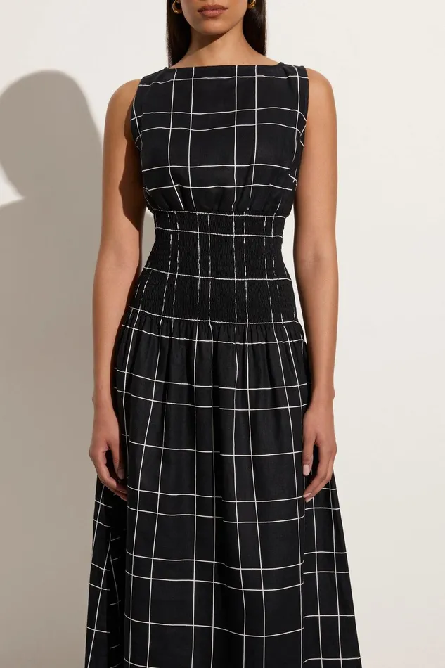 Women La Canella Midi Dress Letizia Check Black 8211 Final Sale Faithfull The Brand Dresses Women La Canella Midi Dress Letizia Check Black 8211 Final Sale Faithfull The Brand Dresses