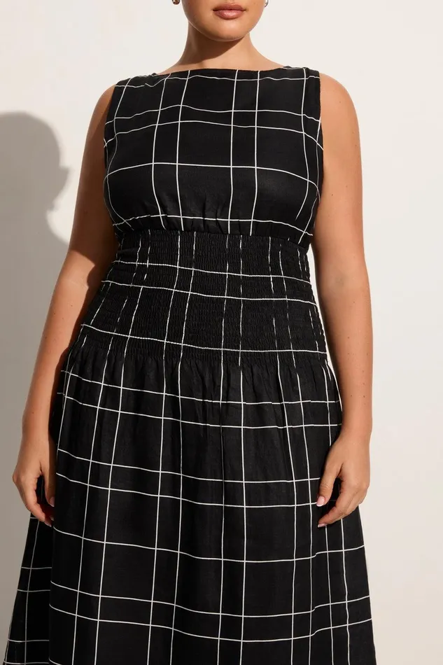 Women La Canella Midi Dress Letizia Check Black 8211 Final Sale Faithfull The Brand Dresses Women La Canella Midi Dress Letizia Check Black 8211 Final Sale Faithfull The Brand Dresses