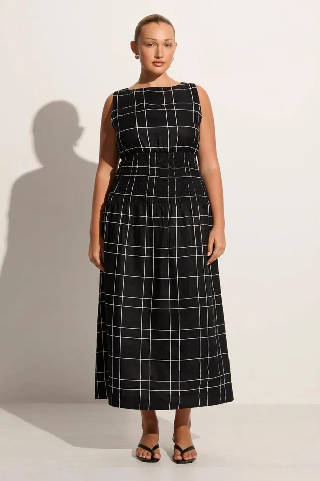 Women La Canella Midi Dress Letizia Check Black 8211 Final Sale Faithfull The Brand Dresses Women La Canella Midi Dress Letizia Check Black 8211 Final Sale Faithfull The Brand Dresses