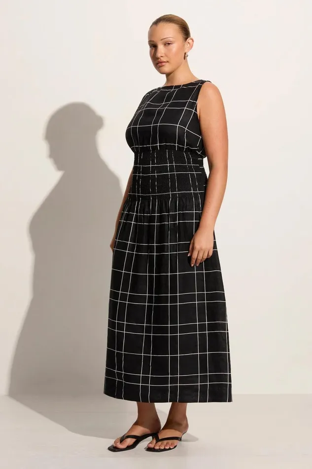 Women La Canella Midi Dress Letizia Check Black 8211 Final Sale Faithfull The Brand Dresses Women La Canella Midi Dress Letizia Check Black 8211 Final Sale Faithfull The Brand Dresses