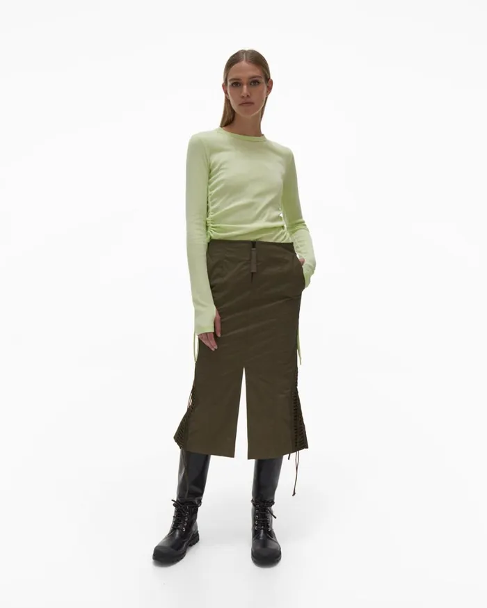 Women Lacing Skirt Burnt Olive Helmut Lang Skirts