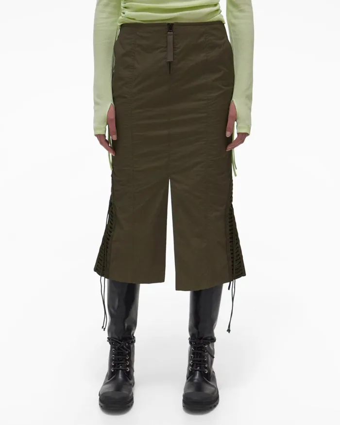 Women Lacing Skirt Burnt Olive Helmut Lang Skirts