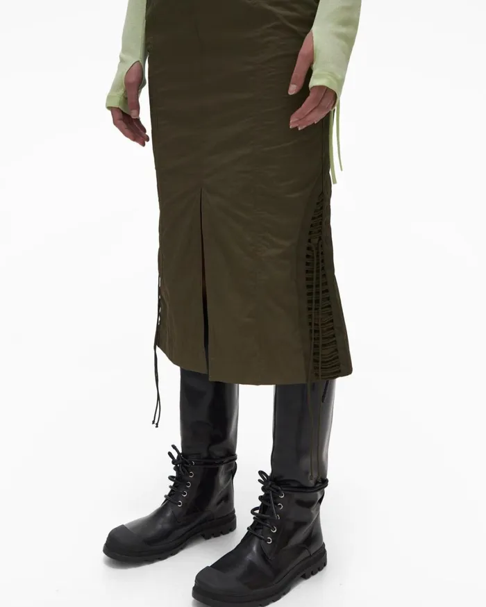 Women Lacing Skirt Burnt Olive Helmut Lang Skirts