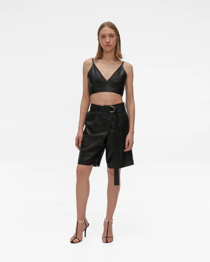 Women Leather Wrap Short Onyx Helmut Lang Shorts