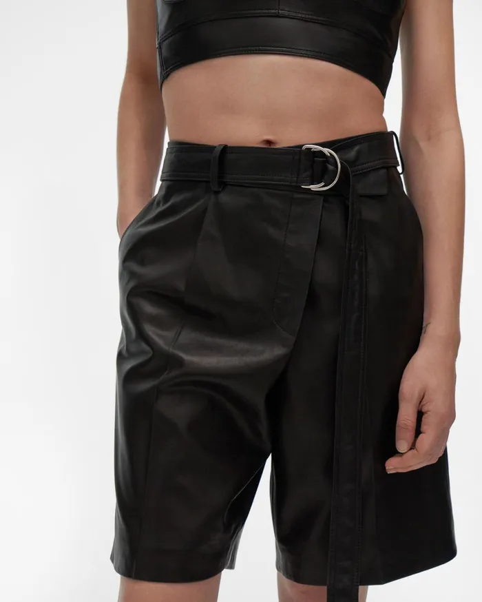 Women Leather Wrap Short Onyx Helmut Lang Shorts