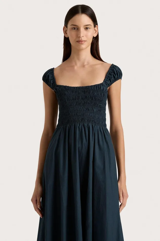 Women Lene Midi Dress Navy Faithfull The Brand Dresses Women Lene Midi Dress Navy Faithfull The Brand Dresses