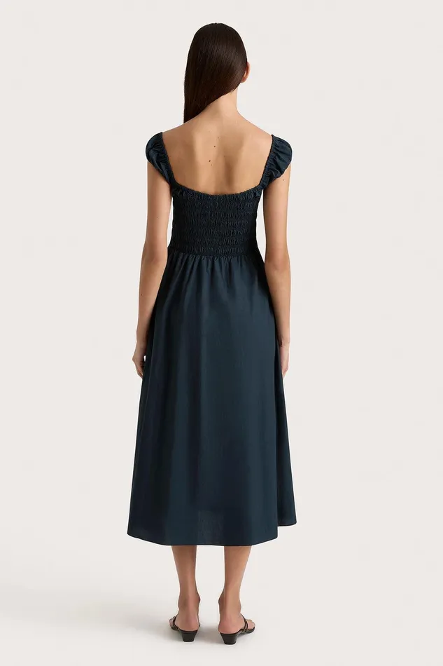 Women Lene Midi Dress Navy Faithfull The Brand Dresses Women Lene Midi Dress Navy Faithfull The Brand Dresses