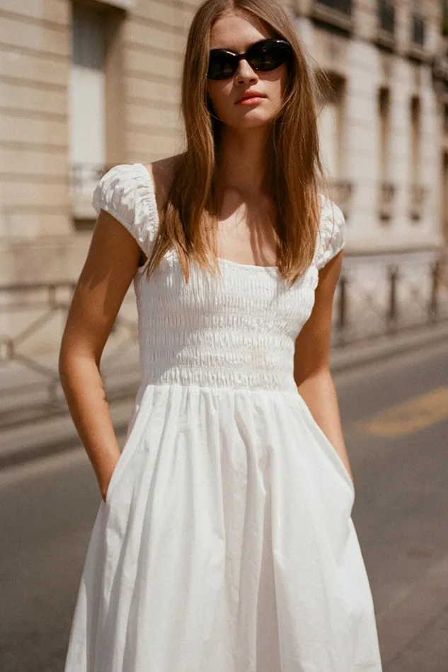 Women Lene Midi Dress White Faithfull The Brand Dresses Women Lene Midi Dress White Faithfull The Brand Dresses
