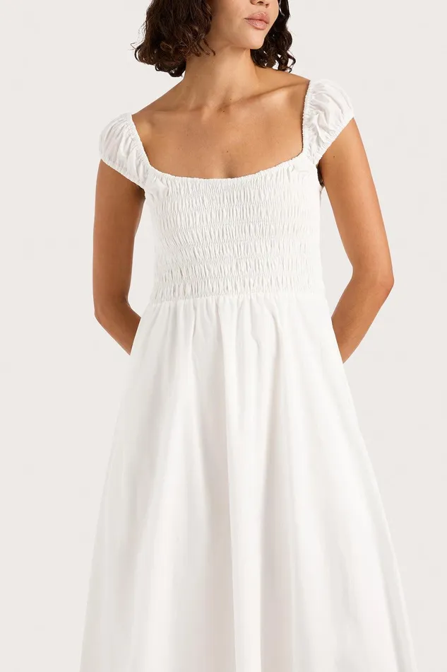 Women Lene Midi Dress White Faithfull The Brand Dresses Women Lene Midi Dress White Faithfull The Brand Dresses