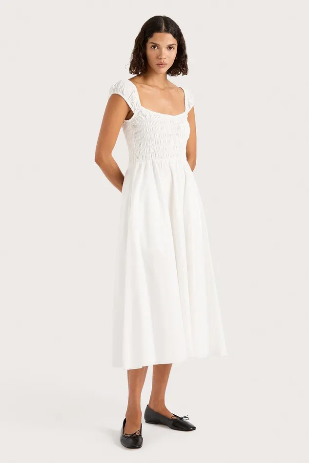 Women Lene Midi Dress White Faithfull The Brand Dresses Women Lene Midi Dress White Faithfull The Brand Dresses